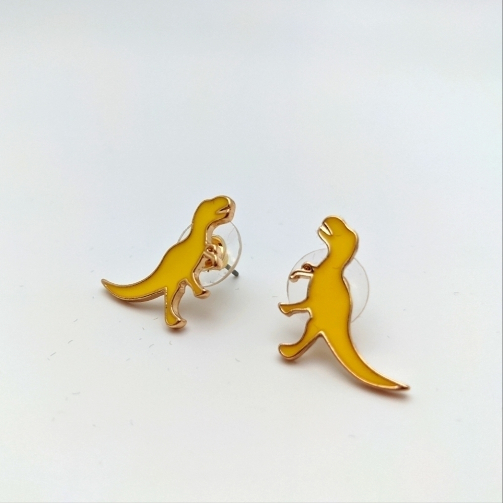 Marigold Enamel Dinosaur Stud Earrings